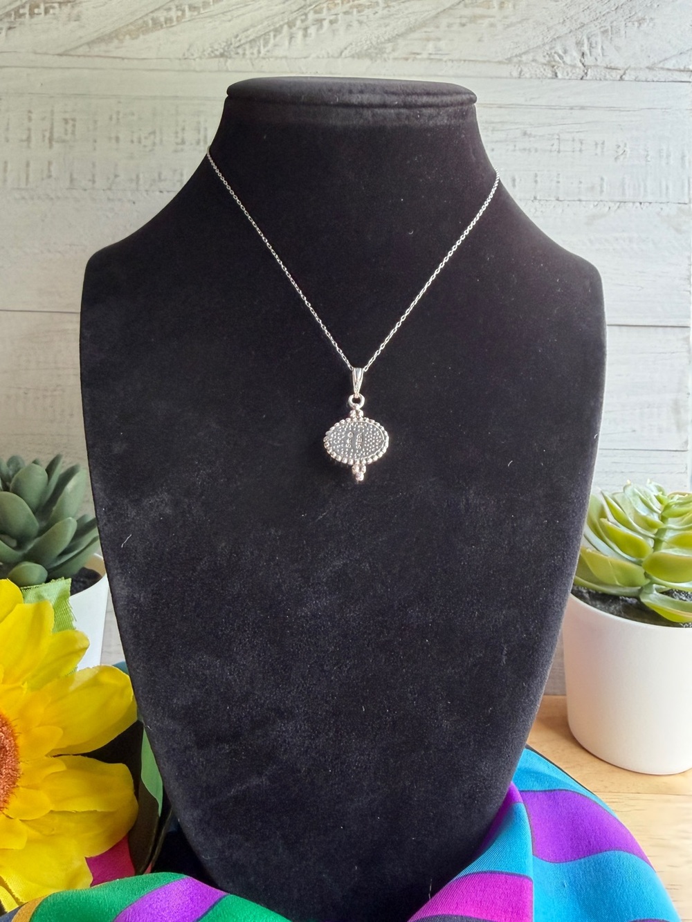 Five Star 925 Sterling Silver Turquoise Inlay Pendant Necklace Southwestern 18” - Picture 10 of 11